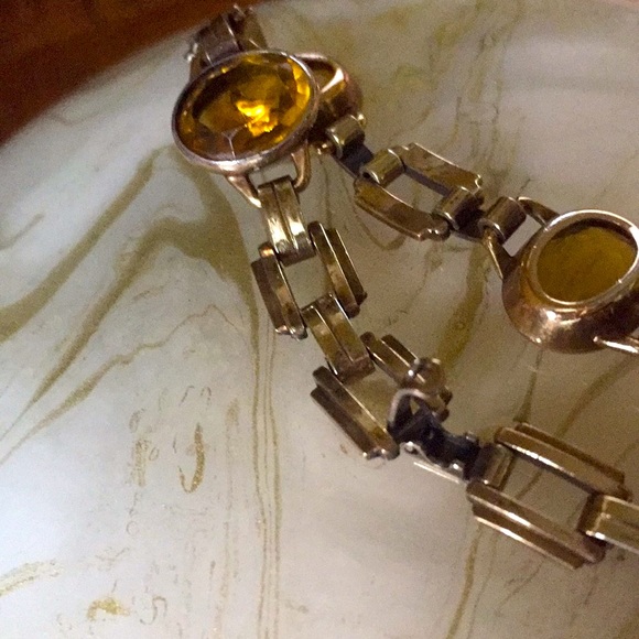 10k GF vintage cabochon link bracelet - Picture 6 of 7